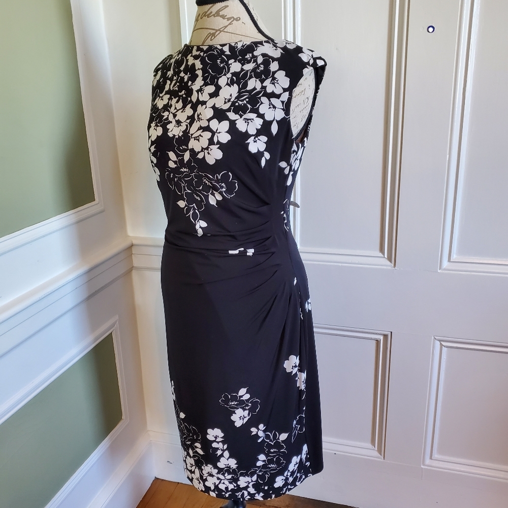 Lauren RL black/ white faux-wrap dress sz 10